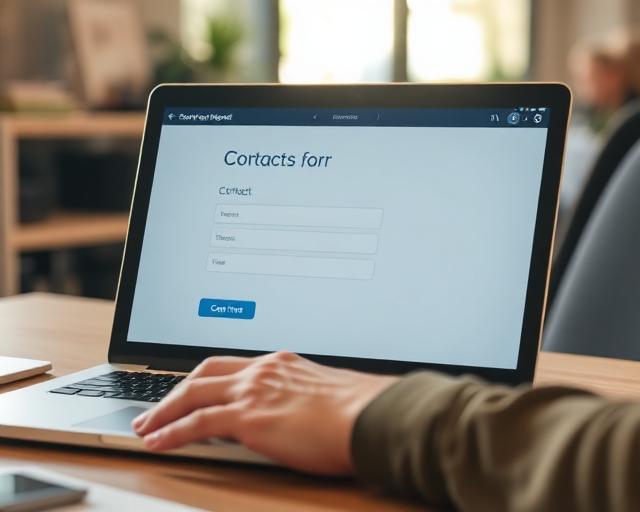 Customer filling out contact form on laptop