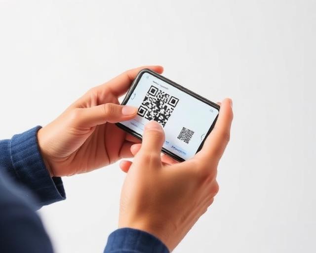 Person scanning QR code with smartphone