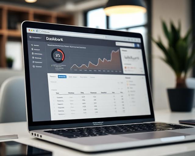 Analytics dashboard chart on laptop